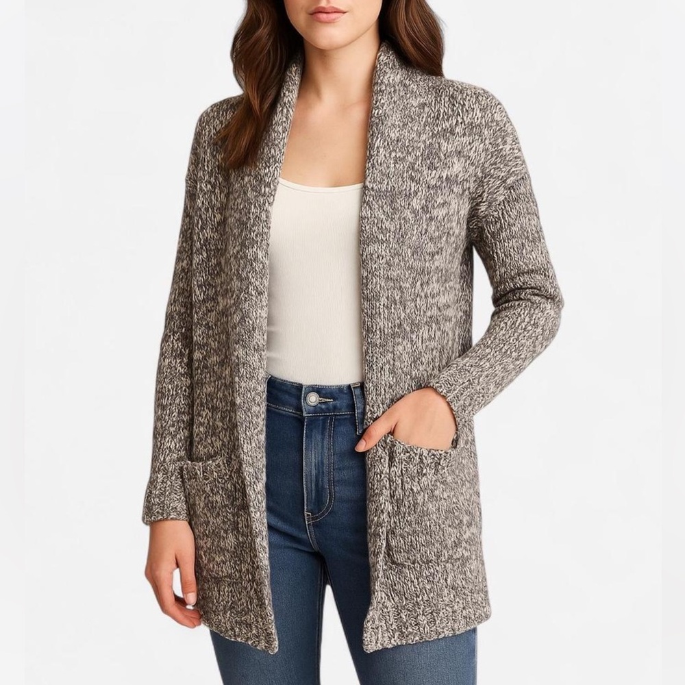 Talula Aritzia Marled Gray Knit Open-Front Cardigan